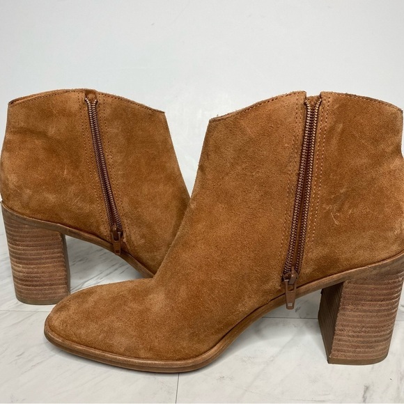 New! Lucky Brand Pinkton Brown Suede Block Heel Bootie 11M - Picture 7 of 16